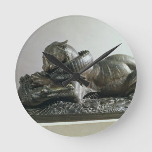 Tiger devouring an alligator, 1832 (bronze) round clock