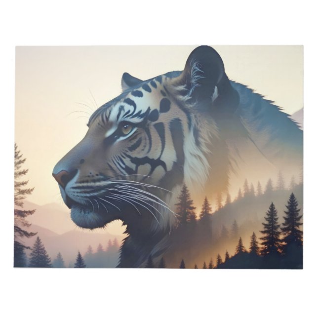 Tiger Double Exposure Animal Nature Wilderness Out Notepad (Front)