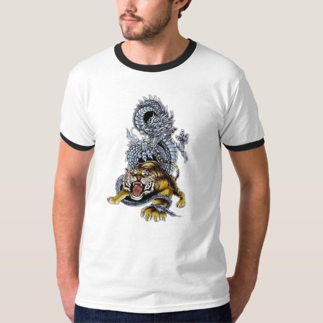 Tiger & Dragon Fight T-Shirt (Front)