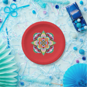 Tiger Dragon Mandala 7" Paper Plate