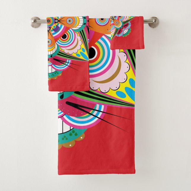 Tiger Dragon Mandala Bath Towel Set (Insitu)