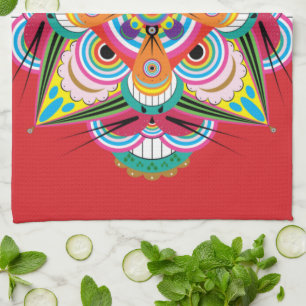 Tiger Dragon Mandala Kitchen Towel