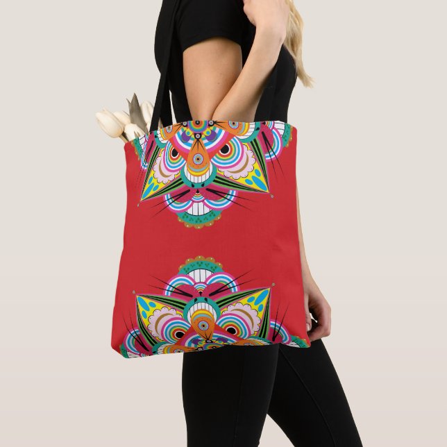Tiger Dragon Mandala Shoulder Tote (2 Sizes) Bag (Close Up)