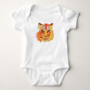 Tiger Drawing Baby Jersey Bodysuit, White Bodysuit