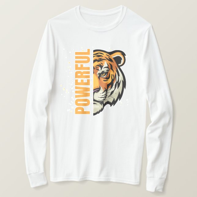 Tiger Drawing Sweater and Powerful Word (Design Front)