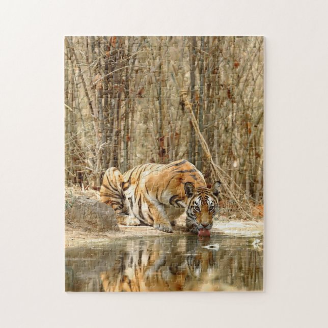 TIGER DRINKING WATER JIGSAW PUZZLE (Vertical)