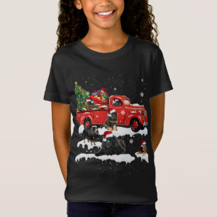 Tiger Driving Christmas Tree Red Truck Tiger Chris T-Shirt