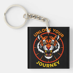 Tiger Emblem with Motivational Text Key Ring