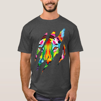 Tiger Eye Claw Colourful Tiger Design Animal Desig T-Shirt