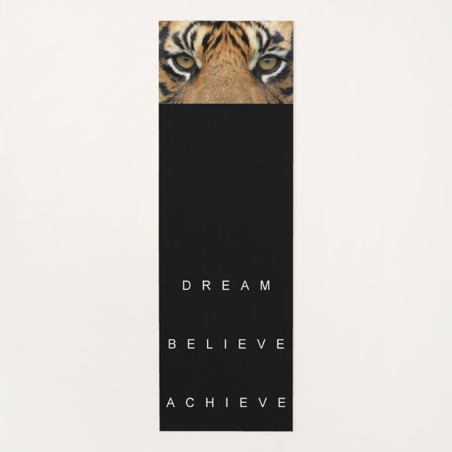 Tiger Eyes Black Template Motivational Quote Yoga Mat (Front)