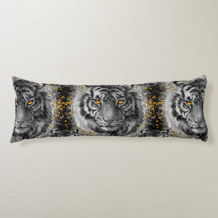 Tiger Eyes - Colourful Tiger Drawing - Tiger Pillo Body Cushion