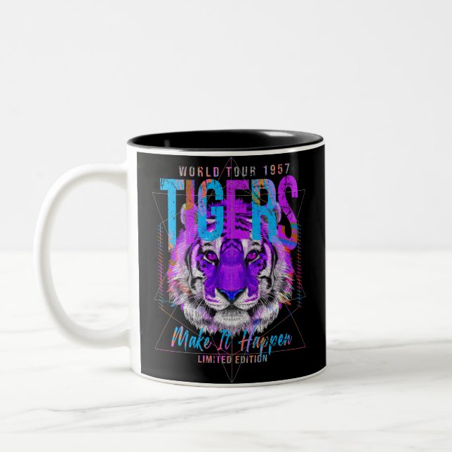 Tiger Face Art Two-Tone Coffee Mug (Left)