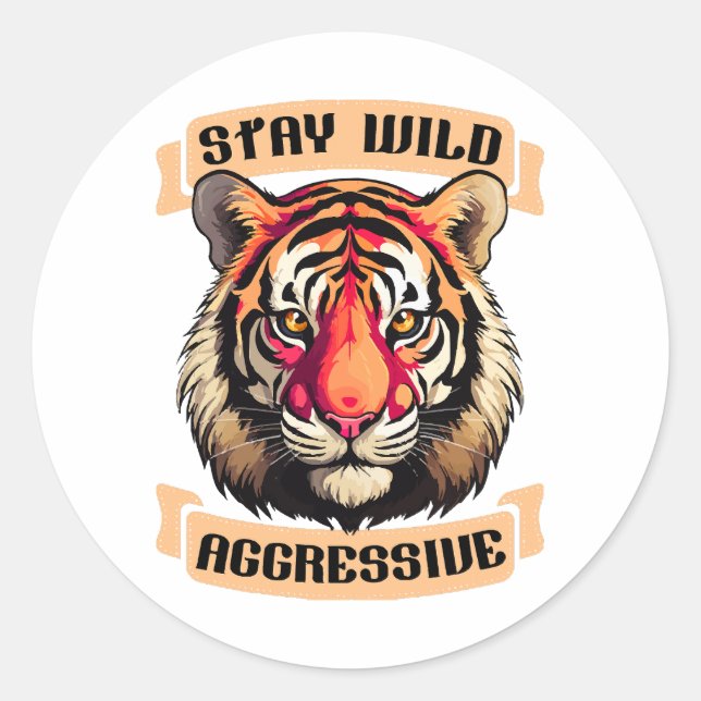 TIGER FACE CLASSIC ROUND STICKER (Front)