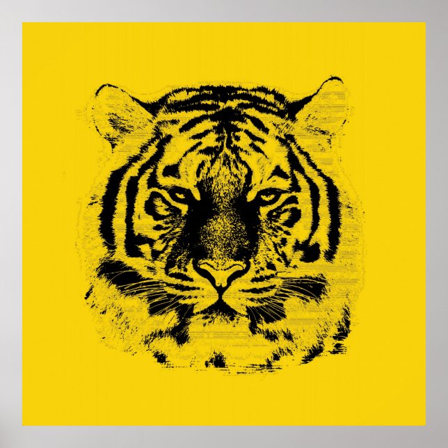 Tiger Face Close Up (Black and Yellow) Poster (Front)