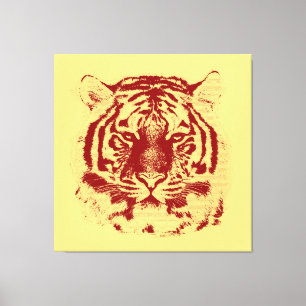 Tiger Face Close Up (red and yellow) Canvas Print