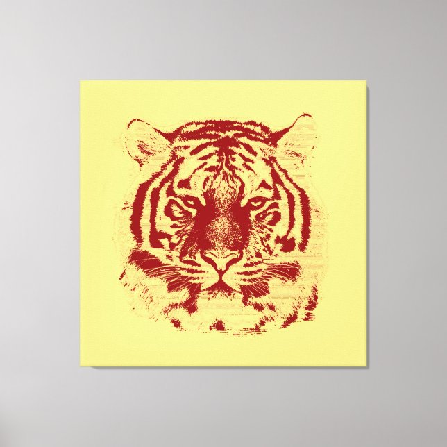 Tiger Face Close Up (red and yellow) Canvas Print (Front)