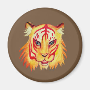 Tiger Face Drawing Standard, 5.7 Cm Round Magnet