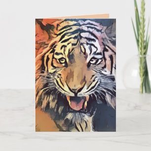 Tiger face greeting card