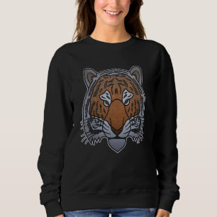 Tiger face head big cats predator imprint with wil sweatshirt