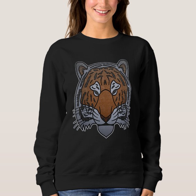 Tiger face head big cats predator imprint with wil sweatshirt (Front)