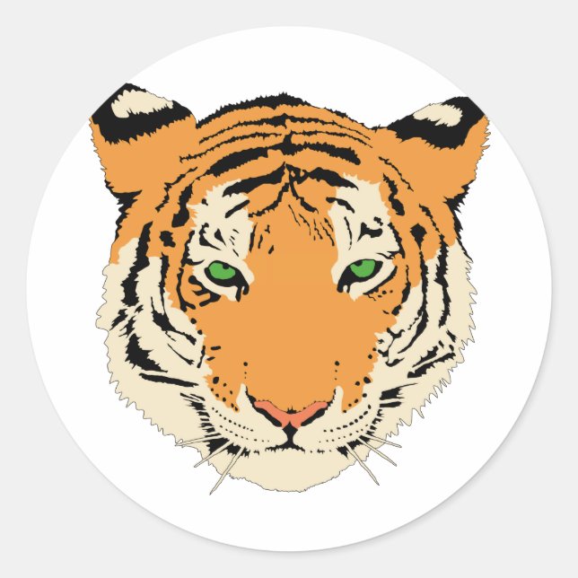 Tiger Face/Head Classic Round Sticker (Front)