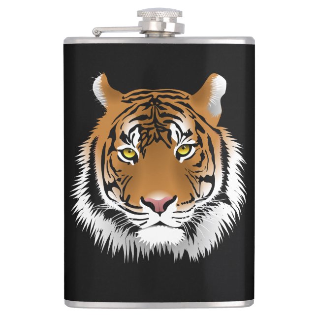 Tiger Face Hip Flask (Front)