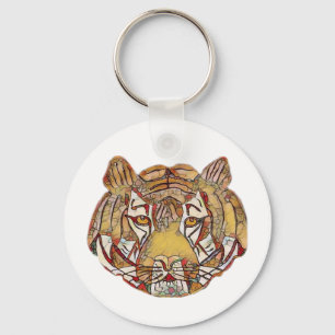 Tiger Face Key Ring