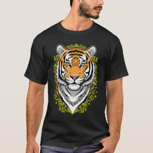 Tiger Face Minimalist Tribal Olive Green Streetwea T-Shirt