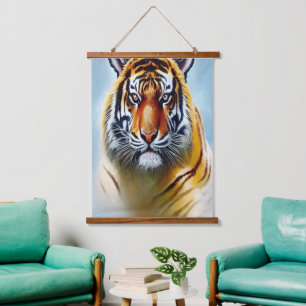 Tiger Face Painting - Striking Wildlife Artwork Hanging Tapestry