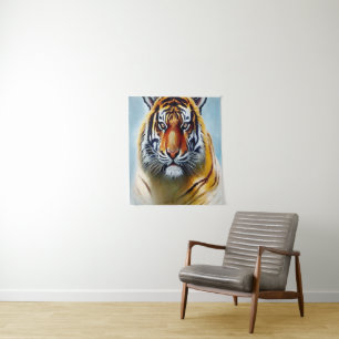 Tiger Face Painting - Striking Wildlife Artwork Tapestry