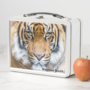 Tiger Face Personalised Metal Lunch Box