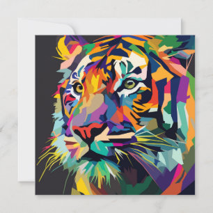 Tiger face pop art thank you card