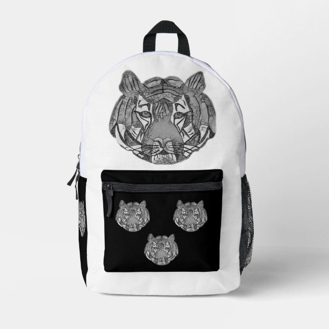 Tiger Face Printed Backpack (Front)