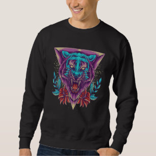 Tiger Face Retro Tiger Head Trendy Tiger Wild Cat Sweatshirt