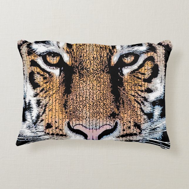 Tiger face stare in Graphic Press Style Decorative Cushion (Back)