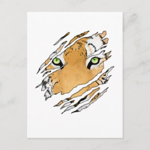 Tiger Face Wildlife Art Postcard