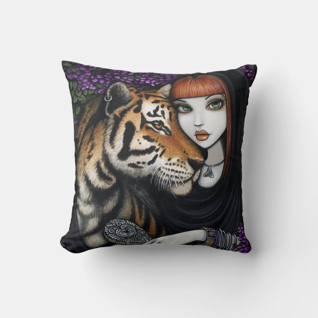 Tiger Fae Soul Mates Fantasy Sam Lilah Pillow (Front)