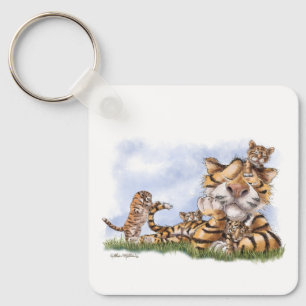 Tiger Family Cartoon Key Ring