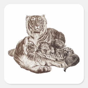 Tiger Family Square Sticker