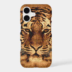 Tiger Fine Art on Burlap Rustic Jute