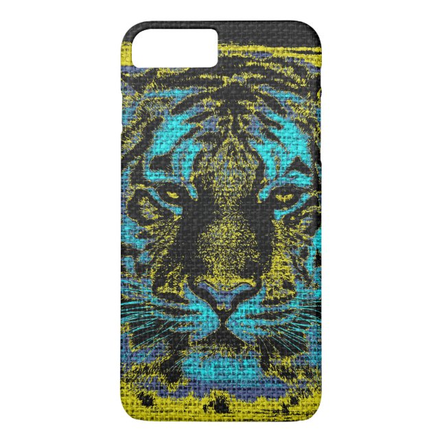 Tiger Fine Art on Burlap Rustic Jute #2 Case-Mate iPhone Case (Back)