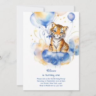 Tiger First Birthday Invitation