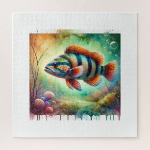 Tiger Fish 080824AREF128 - Watercolor Jigsaw Puzzle