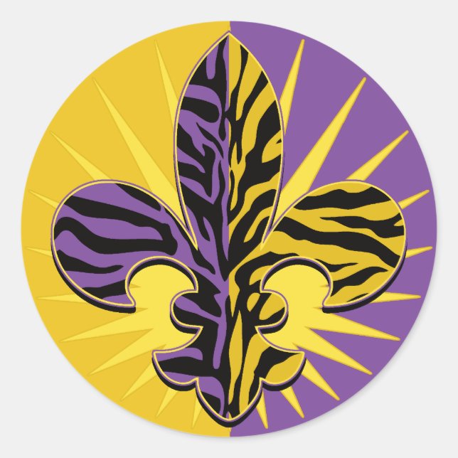 Tiger Fleur de lis Gifts Classic Round Sticker (Front)