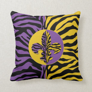 Tiger Fleur de lis Throw Pillow