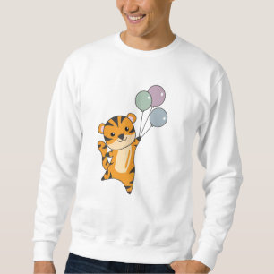 Tiger Flies With Balloons Sweet Animals kids Sweatshirt