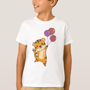 Tiger Flies With Balloons Sweet Animals kids T-Shirt