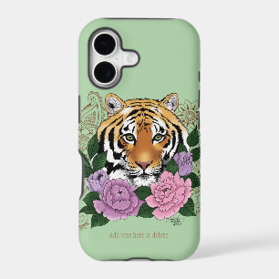 Tiger Floral Henna Botanical Flowers Green