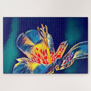 Tiger Flower in Blue Jigsaw Puzzle