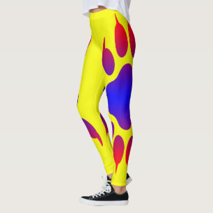 Tiger Foot Print Yellow Leggings